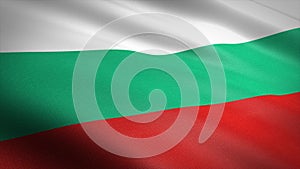 Flag of Bulgaria. Realistic waving flag 3D render illustration with highly detailed fabric texture