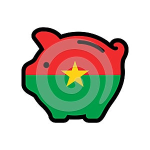 Flag of Burkina Faso, piggy bank icon, vector symbol