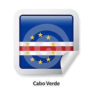 Flag of Cabo Verde. Round glossy sticker