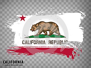 Flag of California from brush strokes. United States of America. Waving Flag of State California on transparent background
