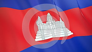 The flag of Cambodia. Waving silk flag of Cambodia. High quality render. 3D illustration