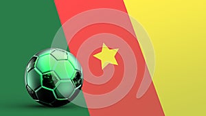 Flag of cameroon with metal soccer ball, national soccer flag, soccer world cup, football european soccer, american and african photo