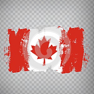 Flag of Canada, brush stroke background.  Flag of Canada on transparent background  for your web site design, app, UI.  Stock vect