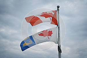 Flag of Canada, Canadian flag and flag of the Canadian Coast Guard. photo