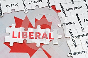 The flag of Canada features city name jigsaw puzzles and jigsaw puzzles with the words - Liberal