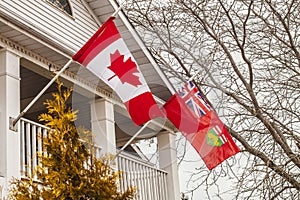 Flag of Canada and Flag of Ontario. photo