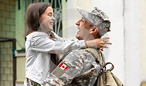 Flag of Canada on military uniform. Canadian soldiers. Army of Canada. Remembrance Day. Canada Day