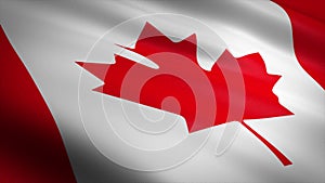 Flag of Canada. Realistic waving flag 3D render illustration with highly detailed fabric texture