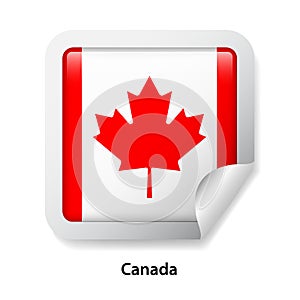 Flag of Canada. Round glossy sticker