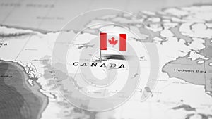 The Flag of Canada in the World Map