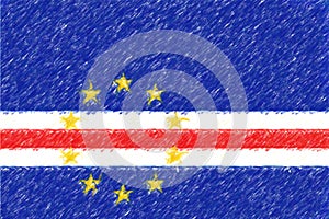 Flag of Cape Verde background o texture, color pencil effect. photo