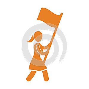 Flag carrier, guide icon. Orange color design
