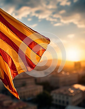 Flag of Catalonia. Concept Diada, Catalonia Day September 11th. Generative AI.