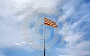 The flag of Catalonia in Spain. Known as the Senyera