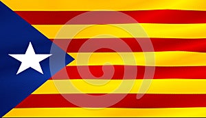 Flag of catalonia yellow and red strip with star waving texture