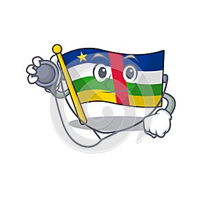 Flag central african cartoon mascot style in a Doctor costume with tools