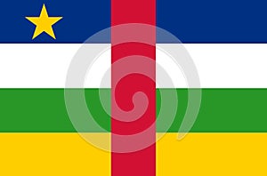 Flag of Central African Republic. Central African Republic flag on fabric surface.