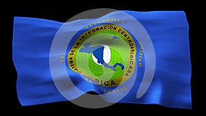 Flag of Central American Integration System realistic waving on transparent background. Seamless loop animation with high quality