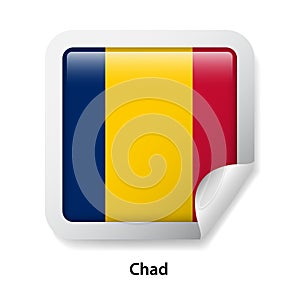 Flag of Chad. Round glossy sticker