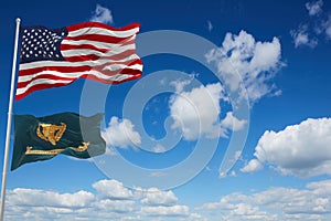 flag of Chief of the United States Army Reserve waving in the wind. USA National defence. Copy space. 3d illustration