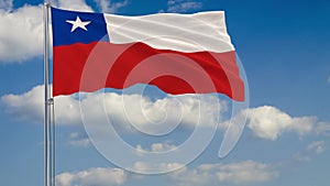Flag of Chile against background of clouds sky
