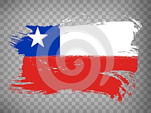 Flag Chile brush stroke background. Flag of Republic of Chile on tranparent backrgound