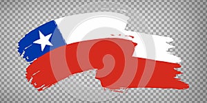 Flag  Chile brush stroke background.  Flag waving  Republic of Chile on transparent background for your web site design.