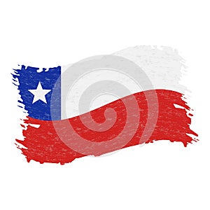 Flag of Chile, Grunge Abstract Brush Stroke Isolated On A White Background. Vector Illustration.