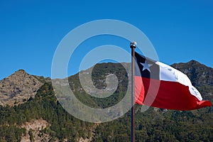 Flag of Chile on Robinson Crusoe Island