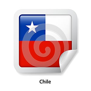 Flag of Chile. Round glossy sticker