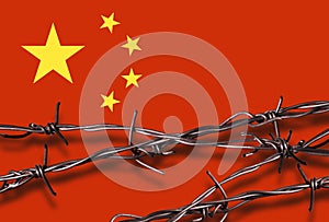 Flag of China with barbed wire