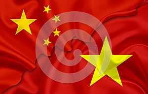 Flag of China and flag of Vietnam
