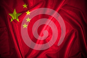 Flag of China on silk fabric