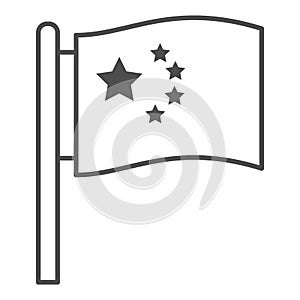 Flag of China thin line icon, chinese mid autumn festival concept, country pennant sign on white background, chinese