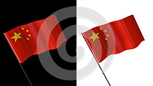 Flag of china on white and black backgrounds