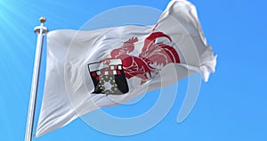 Flag of the city of Charleroi, in the province of Hainault, Wallonia. Belgium. Loop