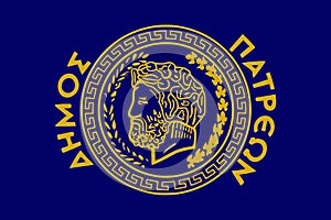 Flag of the city of Patras. Greece