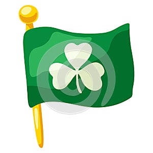 Flag with clower on flagpole. Saint Patricks Day illustration.