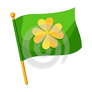 Flag with clower on flagpole. Saint Patricks Day illustration.