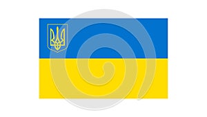 Flag and coat of arms of Ukraine. Yellow-blue flag and trident. National symbols of Ukraine. Vector illustration