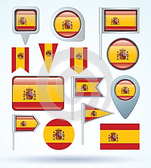 Flag collection of Spain vector illustration.