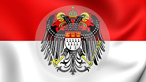 Flag of Cologne with Coat of Arms, Germany.