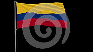 Flag of Colombia on a flagpole on a transparent, 4k prores 4444 footage with alpha