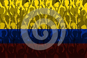 Vlajka z kolumbie přes podporující fanoušci 