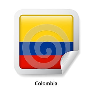 Flag of Colombia. Round glossy sticker