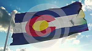 Flag of Colorado and LGBT. Colorado and LGBT Mixed Flag waving in wind
