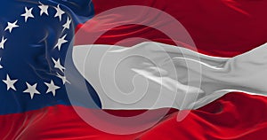 flag of the Confederate States of America 1861-1863 waving in the wind. Patriotic concept about state. 3d illustration