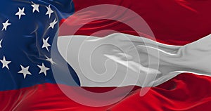 flag of the Confederate States of America July 1861 - November 1861 waving in the wind. Patriotic concept about state. 3d