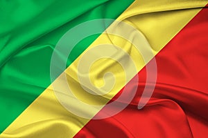 Flag Of Congo-Brazzaville, Congo-Brazzaville flag, National flag of Congo-Brazzaville. fabric flag of Congo-Brazzaville