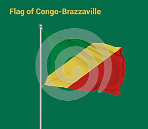Flag Of Congo-Brazzaville, Congo-Brazzaville flag, National flag of Congo-Brazzaville. pole flag of Congo-Brazzaville
